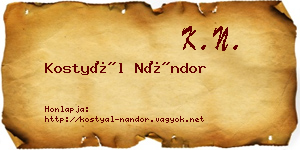 Kostyál Nándor névjegykártya